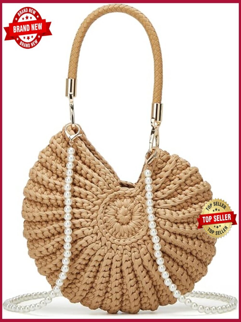 Handmade Crochet Seashell Tote Bag Boho Shoulder Crossbody Purse
